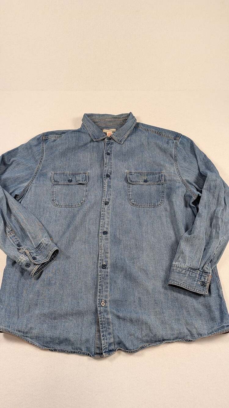 Carbon 2 Cobalt Denim Shirt Size XL Blue Cotton Button-Up Long Sleeve